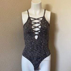 Express one eleven gray soft bodysuit